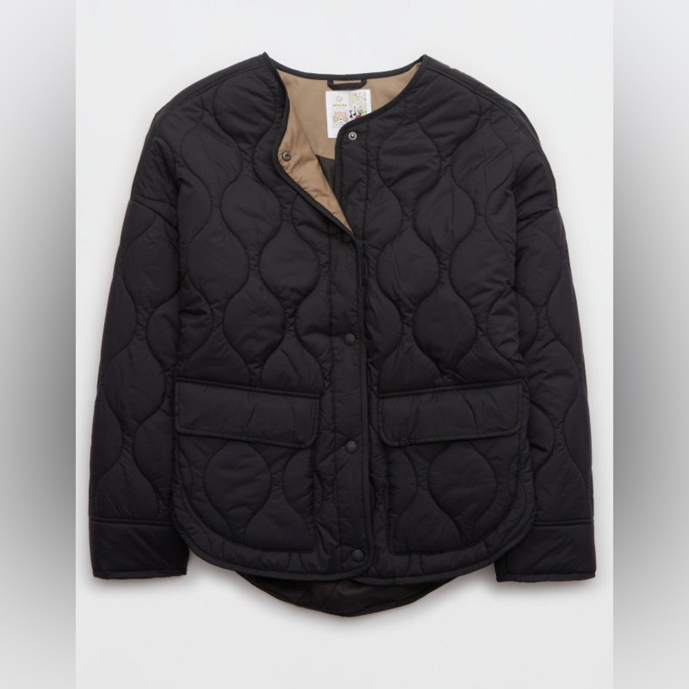 Aerie offline black quilted bomber jacket small American eagle small